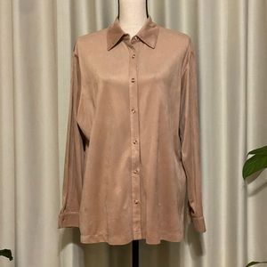 Suede Look Button Down